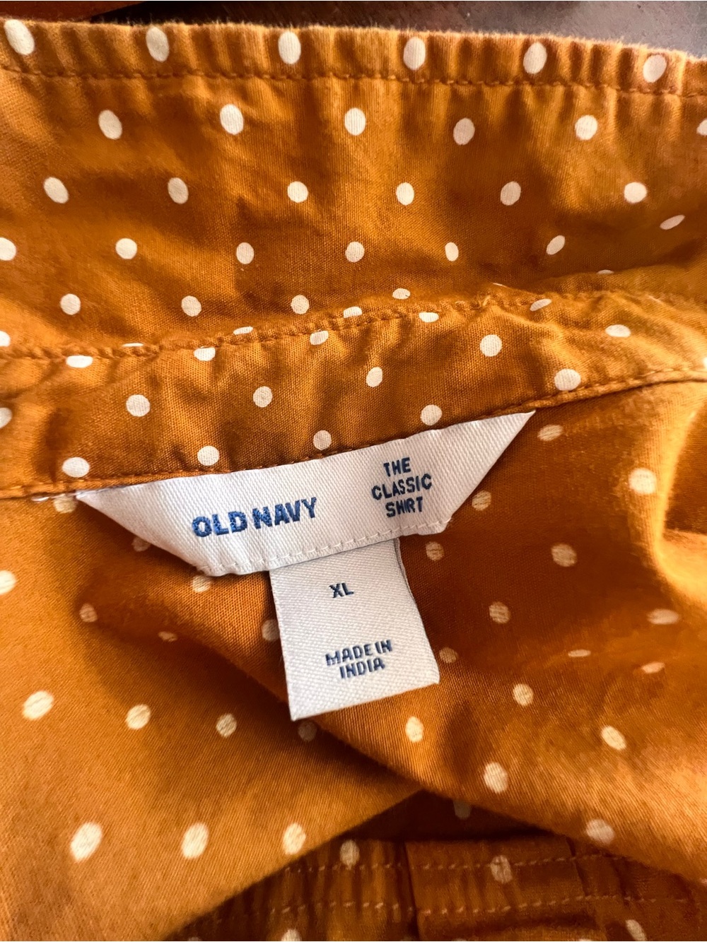 Old Navy Mustard Polka Dot Button-Down Shirt in XL - Picture 2 of 6